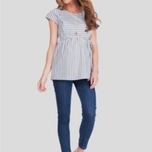 Seraphine Blue and White Striped Blouse